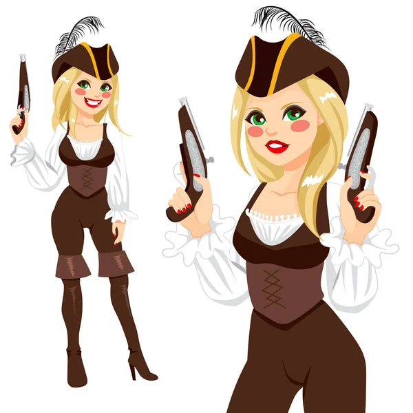 Blonde piraat vrouw — Stockvector