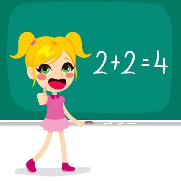 Fille Résoudre les mathématiques Calcul — Image vectorielle