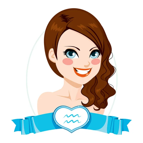 Aquarius Zodiac Sign Girl — Stock Vector