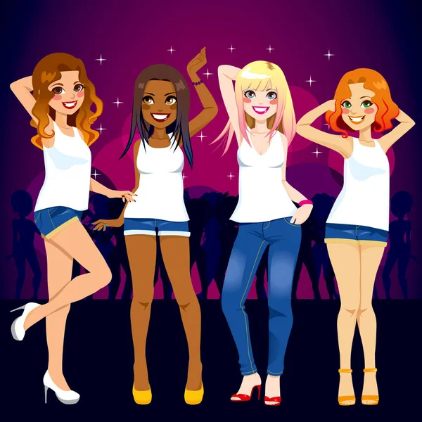 Four Party Girls — Stock Vector