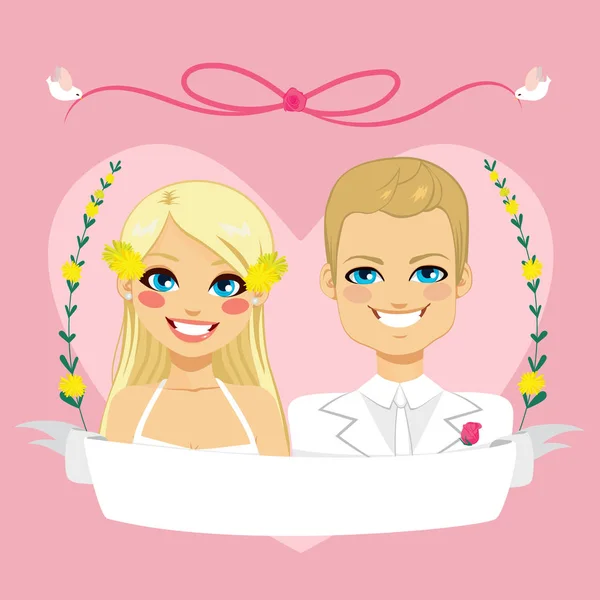 Guardar la fecha Pareja rubia — Vector de stock