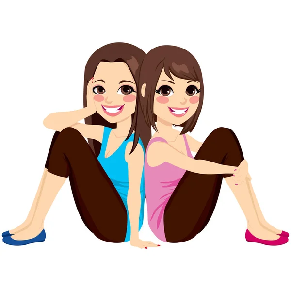 Mujeres sentadas espalda con espalda — Vector de stock