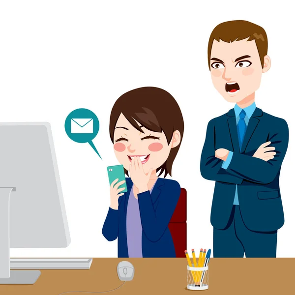 Boss Shouting Distracted Employee — Stock Vector