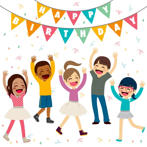 Kinderen gelukkige verjaardagspartij — Stockvector