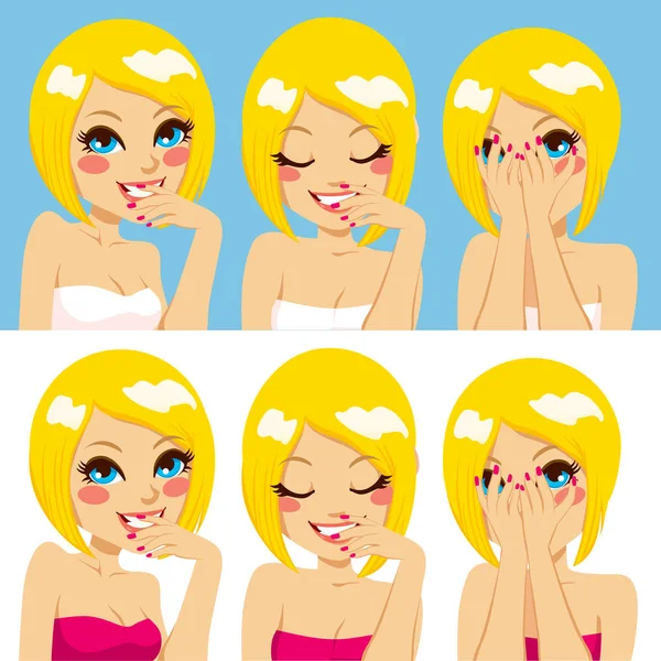 Woman Shy Expressions — Stock Vector