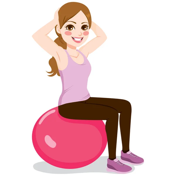 Fitness Woman Exercising With Ball — Stock Vector