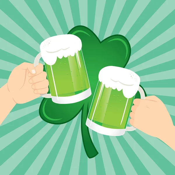 St Patrick Celebration Toasting Beer — Stock Vector