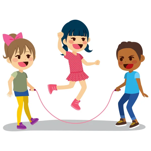 Children Playing Rope — Stock Vector