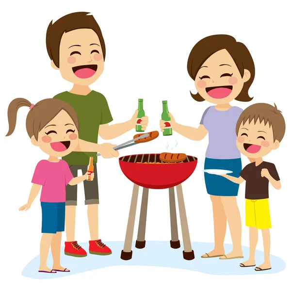 Family Barbecue — Stock Vector