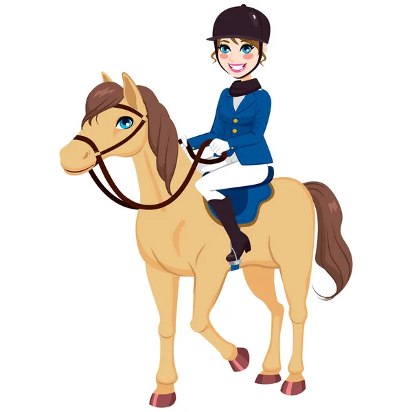 Jeździec dżokej dziewczyna z koniem — Wektor stockowy