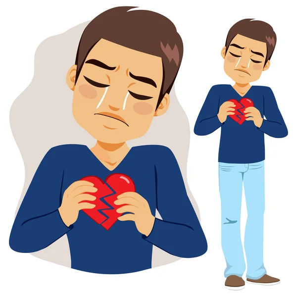 Uomo cuore spezzato — Vettoriale Stock