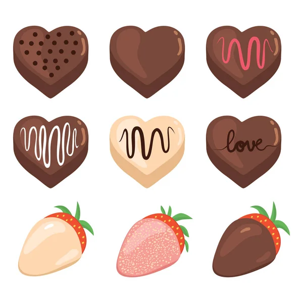 Set de chocolate de San Valentín — Vector de stock