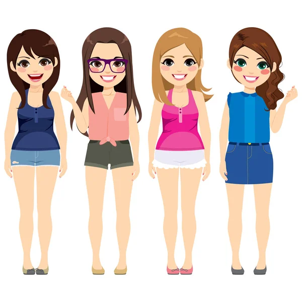 Moda verano traje niñas — Vector de stock