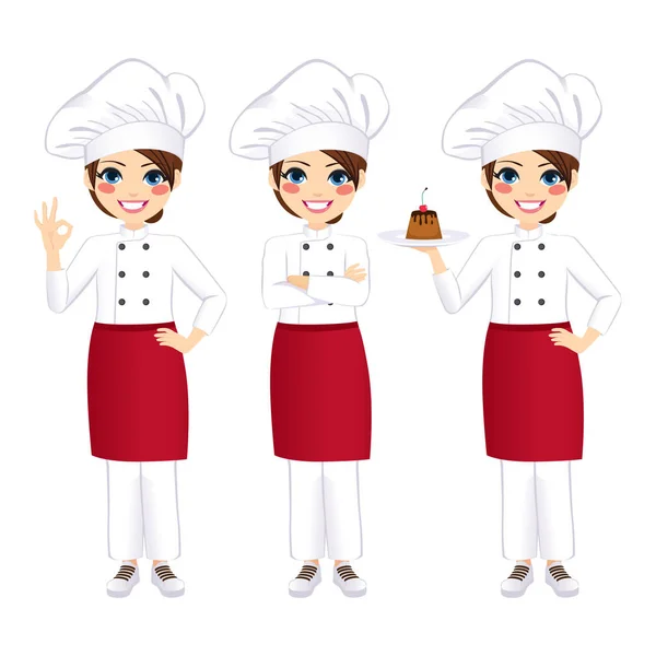 Chef femenino profesional de pie — Vector de stock