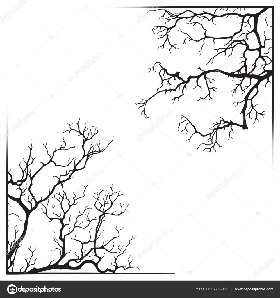 Branch borders halloween black and white print design vector