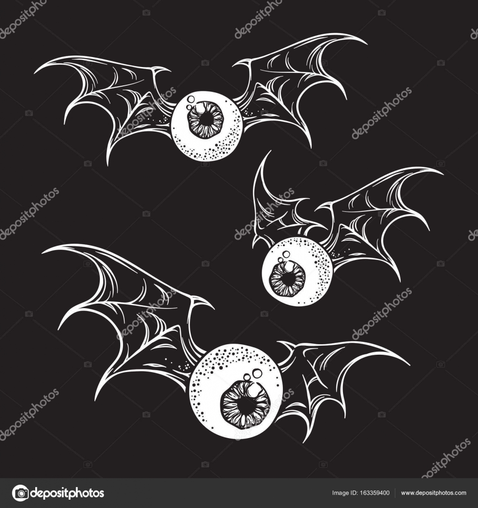 Tattoo design of a flying eyeball with wings black silhouette Stock Vector  Image  Art  Alamy