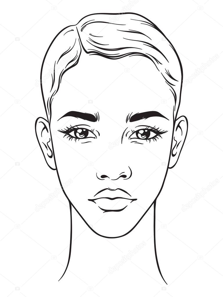 Beautiful african american woman with short haircut portrait isolated