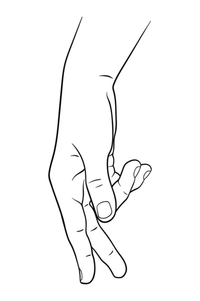 Hand getekend mannelijke hand in lopen gebaar print ontwerp vector illustratie — Stockvector