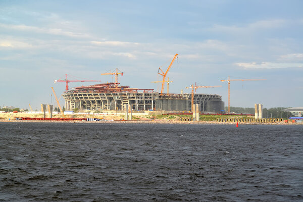Строительство стадиона для футбольного клуба "Зенит" на Крестовском острове. Санкт-Петербург
