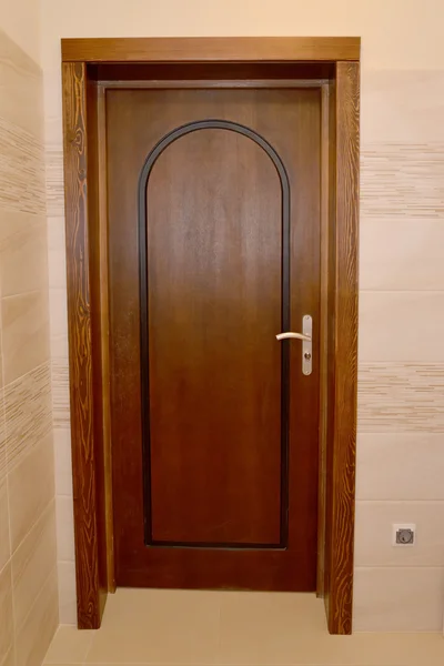 Wooden brown door indoors — Stock Photo, Image