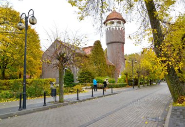 View of water mud baths and water tower in the fall. Svetlogorsk, Kaliningrad region clipart
