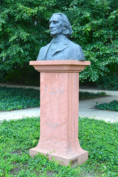 WARSAW, POLAND - AUGUST 23, 2014: A monument to the composer Franz Liszt in the Lazenki par