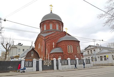 Moskova, Rusya - 17 Nisan 2017: Eski inanç katedral Theotokos (Pokrovsky şefaat)