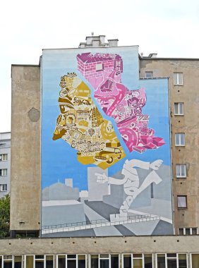 Warsaw, Polonya - 27 Ağustos 2014: Bir bina duvar grafiti 