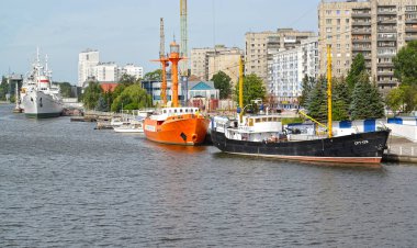 Kaliningrad, Rusya - 04 Ağustos 2017: Dünya okyanus Müzesi bağlama görünümünü