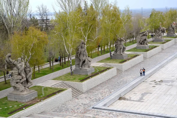 Βολγκογκράντ, Ρωσία - 23 Απριλίου 2017: Πλατεία Ηρώων, το top view. Μαμάγιεφ — Φωτογραφία Αρχείου