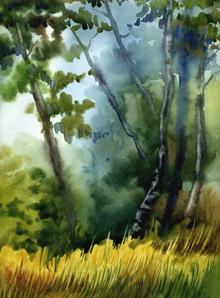 Imagen "Foggy Wood". Papel, acuarela — Foto de Stock