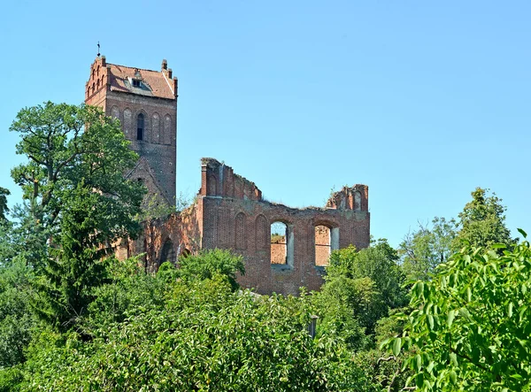 Ruinas de la iglesia luterana de Gerdauen (1345) en el día de verano. Zheleznodorozhny, región de Kaliningrado — Foto de Stock