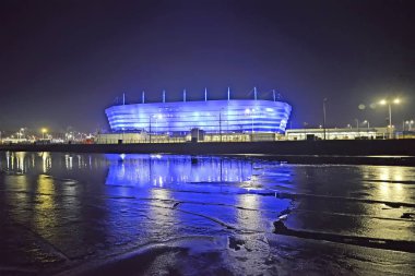 Kaliningrad, Rusya - 21 Mart 2018: 2018 Dünya Kupası Oyunlar holding için parlayan Baltık Arena stadyumu bir görünüm