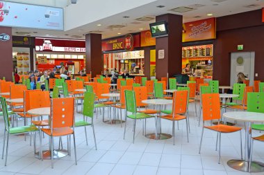 Kaliningrad, Rusya - 19 Mart 2018: Cafe fast food alışveriş merkezi binasında