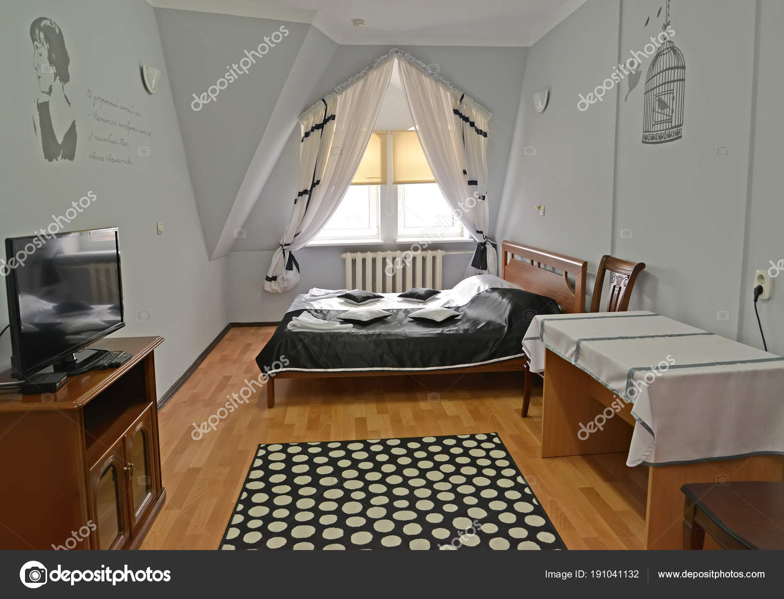 Interior Of The Double Hotel Room In Light Tones With