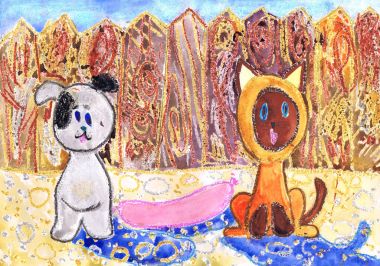 Gav Illustration ada göre animasyon filmi yavru kedi için. Çocuk çizim