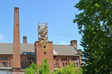 Eski bira fabrikası Labiau 'nun inşaatı. Polessk, Kaliningrad bölgesi