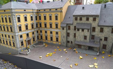 Kaliningrad, Rusya - 19 Ekim 2019: South Park 'taki Royal Kenigsberg Kalesi planından bir parça. Mimarlık Tarihi Minyatür Parkı