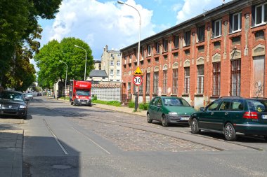 Lodz, Polonya - 25 Ağustos 2019: Yaz öğleden sonrasına kadar Lagevnitskaya Caddesi manzarası