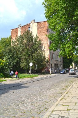 Lodz, Polonya - 25 Ağustos 2019: Yaz öğleden sonrasına kadar Lagevnitskaya Caddesi manzarası