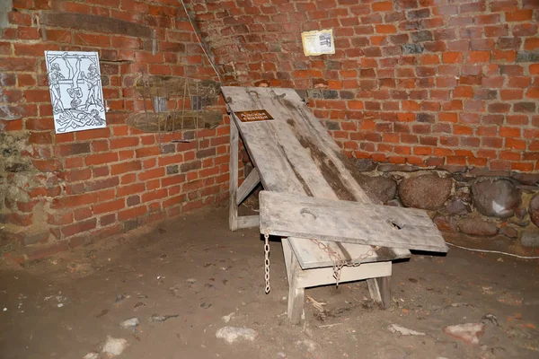 Région Kaliningrad Russie Mai 2018 Banc Enfer Musée Inquisition Château — Photo