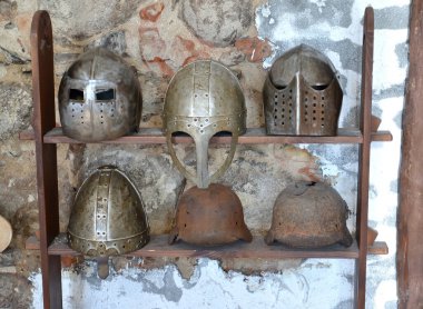 KALININGRAD REGION, RUSSIA - MAY 06, 2018: Military protective headgear in museum exposition. Shaaken lock