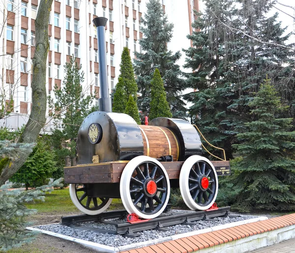 Kaliningrad Rusland Februari 2020 Model Van Eerste Russische Locomotief Cherepanov — Stockfoto