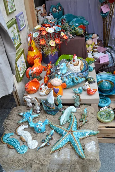 Gdansk Poland August 2017 Souvenirs Glazed Ceramics Sold Tent — Stok fotoğraf