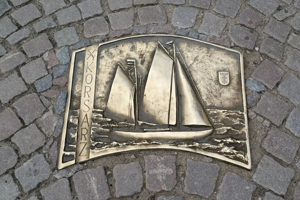 Gdansk Pologne Août 2017 Une Plaque Métallique Avec Une Image — Photo