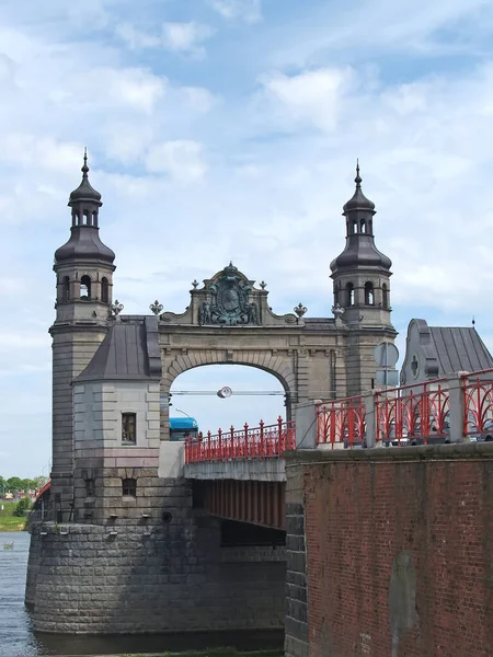 Fragment Mostu Královny Louisy Přes Řeku Neman Sověck Kaliningradská Oblast — Stock fotografie