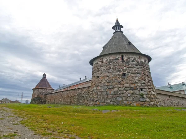 Korozhnaya Nikolskaya Towers Spaso Preobrazhensky Solovetsky Monastery Arhangelsk Region — Stock Photo, Image