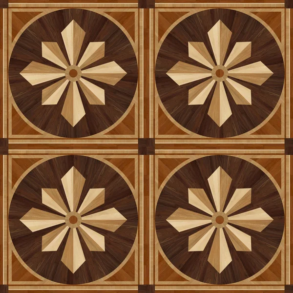 Piso de parquet de design de medalhão, textura de madeira para interior 3D — Fotografia de Stock