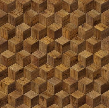 Natural wooden background cube 3d, grunge parquet flooring design seamless texture clipart