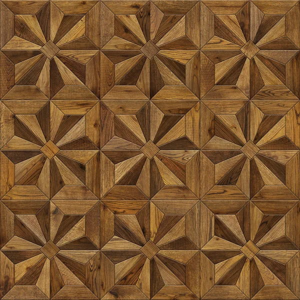 Natural wooden background eight-pointed star, grunge parquet flooring design seamless texture for 3d interior — Stock Photo, Image